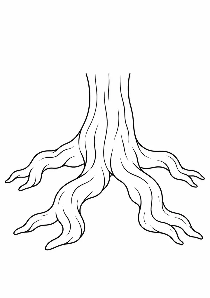 Twisting Tree Roots line art