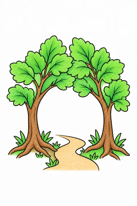 Branch Arch over a Woodland Path color example