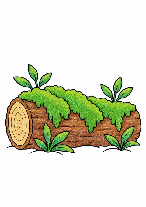 Moss Covering a Fallen Log color example
