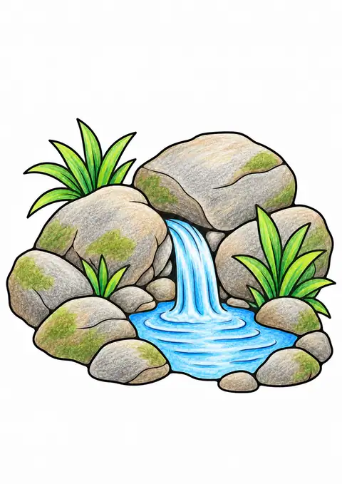 Small Spring among Forest Stones color example