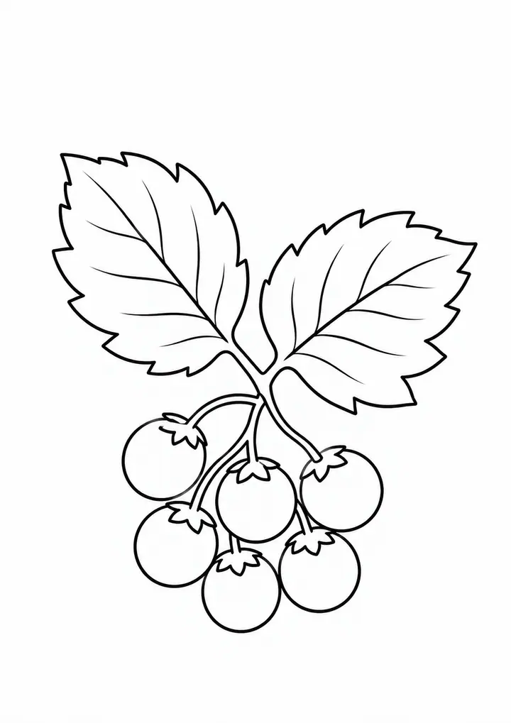 Berries beneath Forest Leaves line art