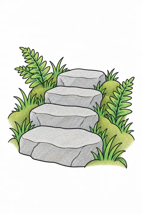 Stone Steps through a Forest color example