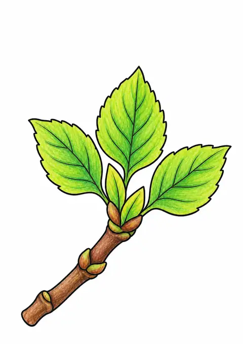 New Leaves at a Branch Tip color example