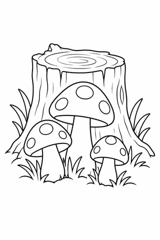 Mushrooms at the Base of a Tree