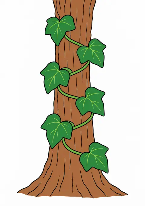 Ivy Climbing a Tree Trunk color example