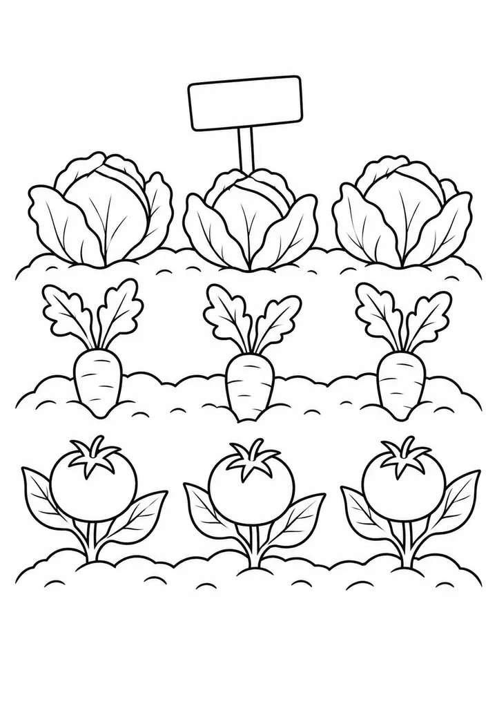 Vegetable Patch with a Blank Marker line art