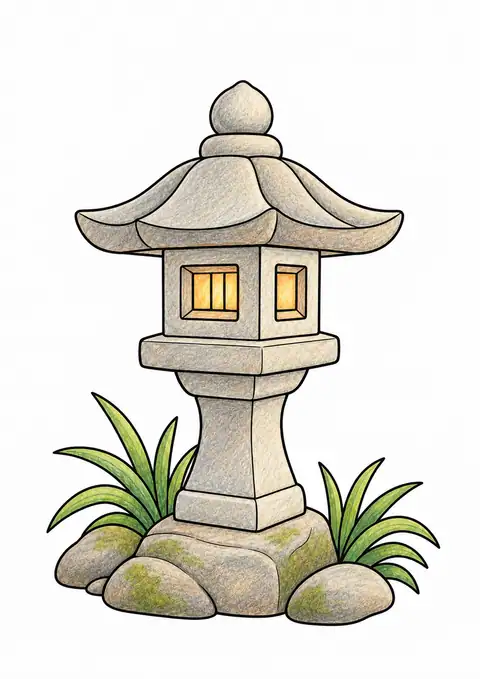 Stone Garden Lantern color example