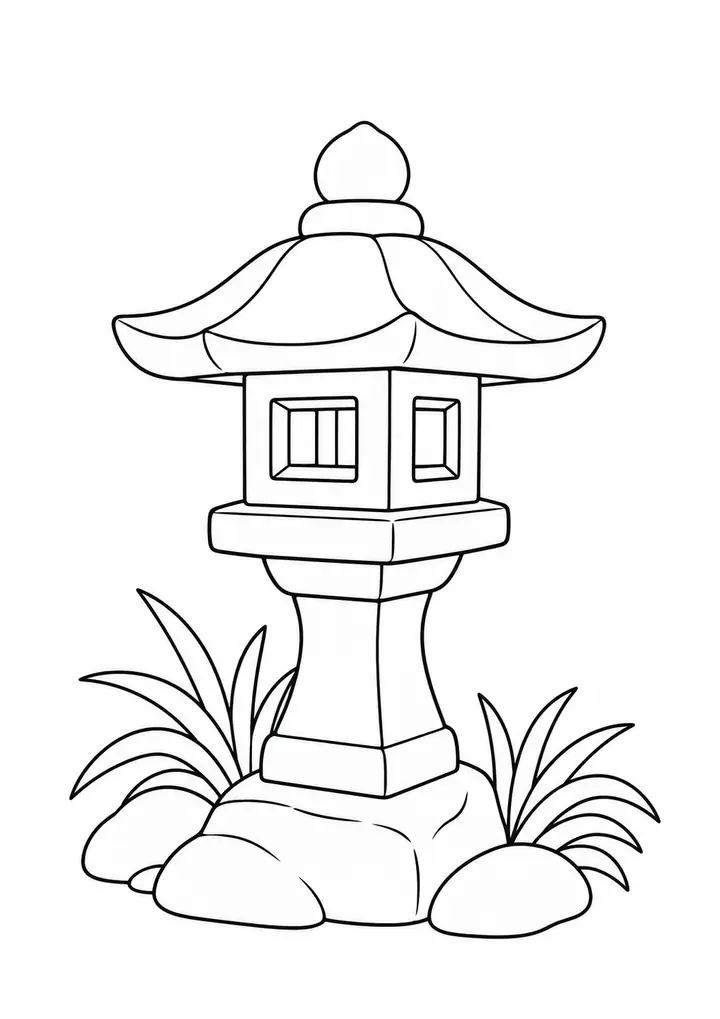 Stone Garden Lantern line art