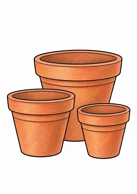 Three Terracotta Pots color example