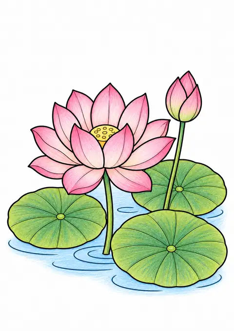 Lotus in a Garden Pond color example