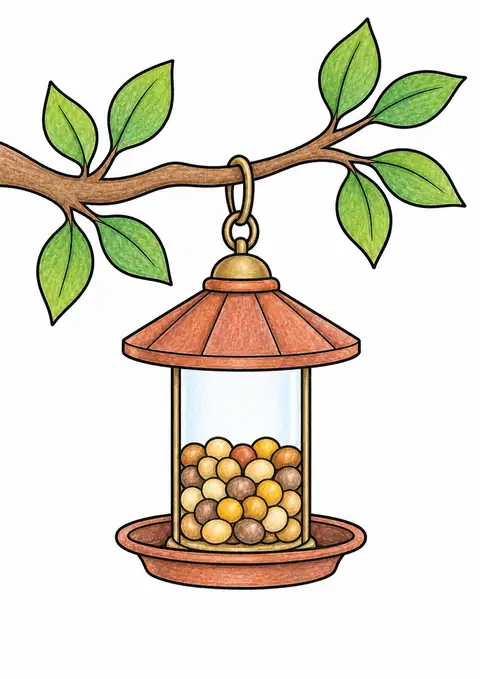 Bird Feeder Hanging from a Branch color example