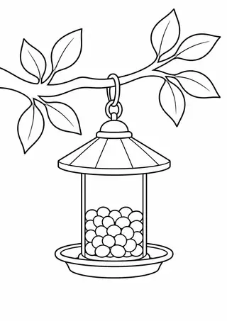 Bird Feeder Hanging from a Branch