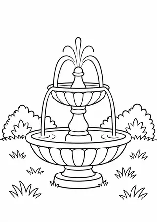 Small Fountain on a Lawn