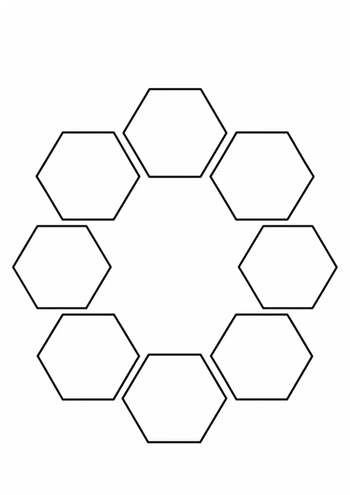 Ring of Large Hexagons line art