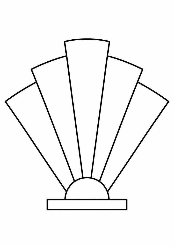Wide Fan Shaped Rays line art