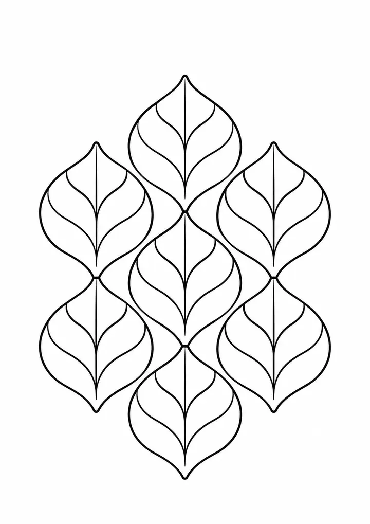 Leaf Shaped Tiles line art