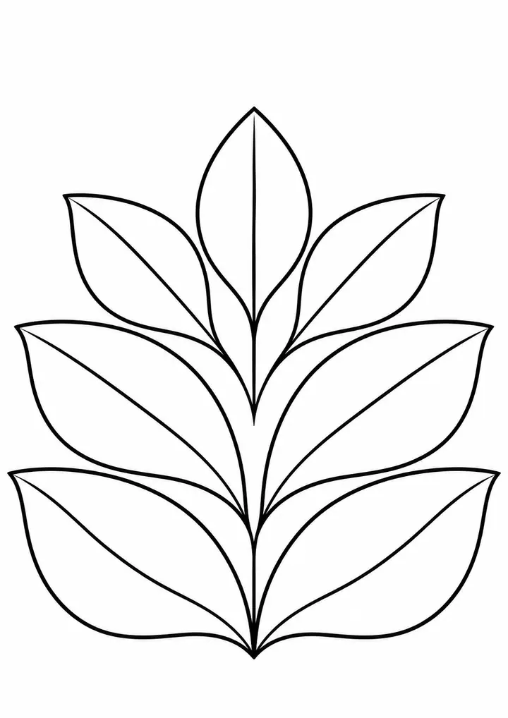 Symmetrical Leaf Pattern line art
