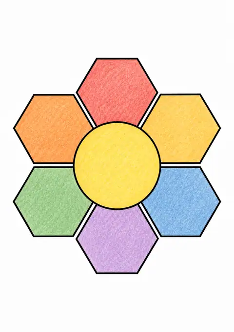 Hexagons around a Circle color example