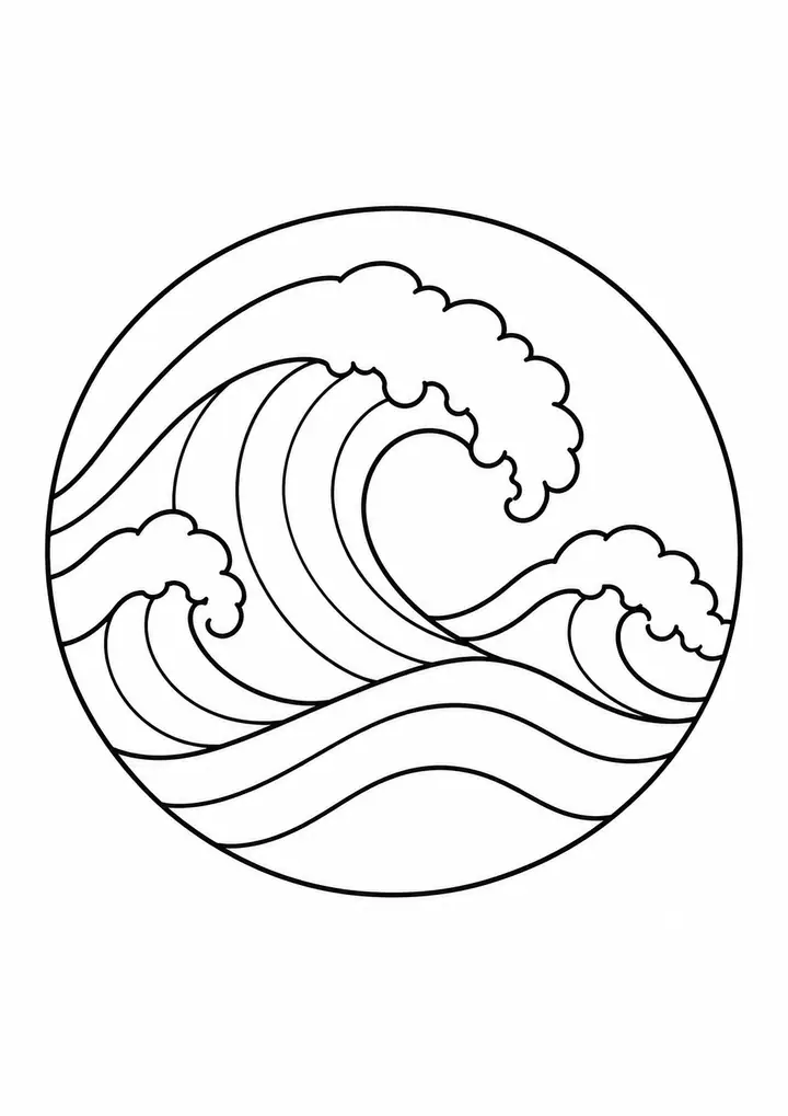 Waves inside a Circle line art