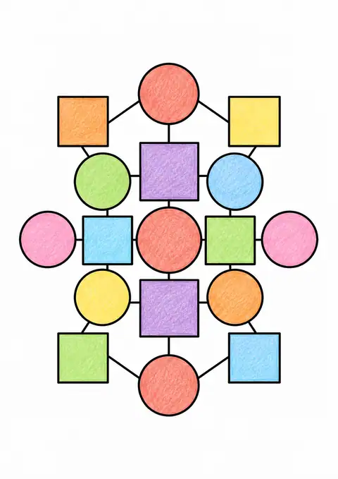 Alternating Squares and Circles color example