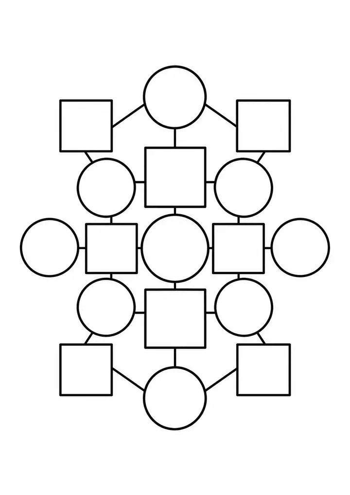 Alternating Squares and Circles line art