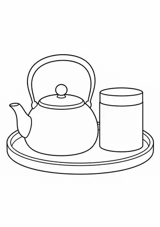 Cast Iron Kettle and Tea Canister on a Tray