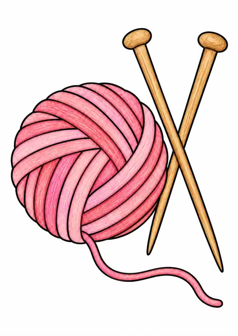Yarn Ball with Knitting Needles color example