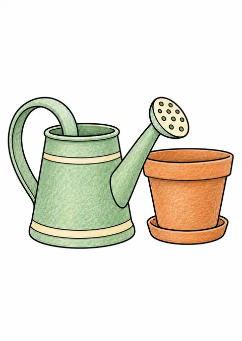 Watering Can beside a Pot color example
