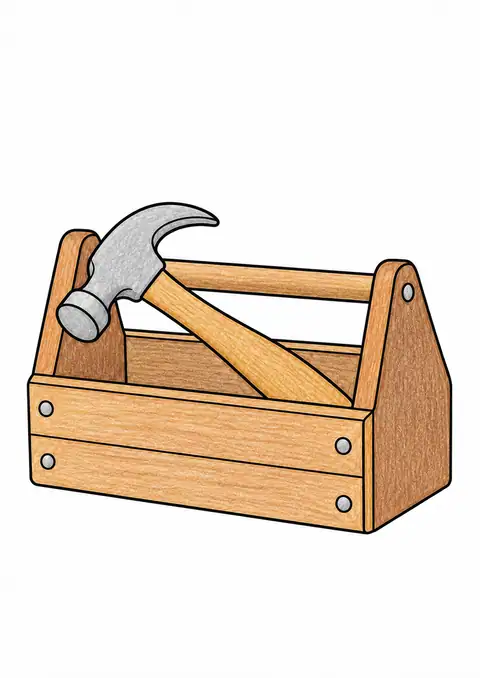 Small Toolbox with Hammer color example