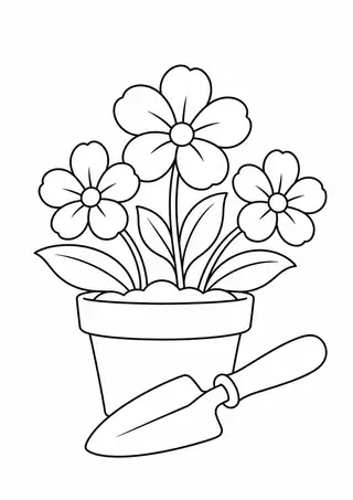 Flowerpot with a Hand Trowel