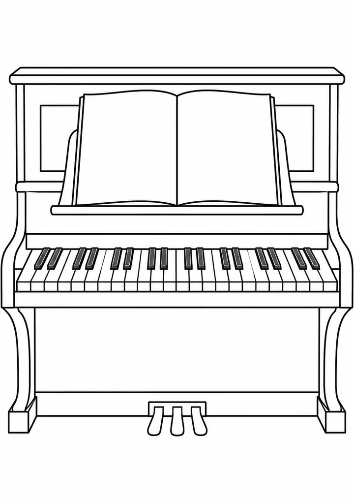 Open Sheet Music at a Piano line art