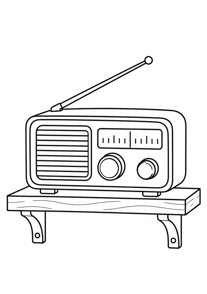 Radio on a Shelf line art