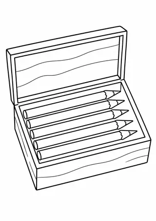 Colored Pencils in a Wooden Box