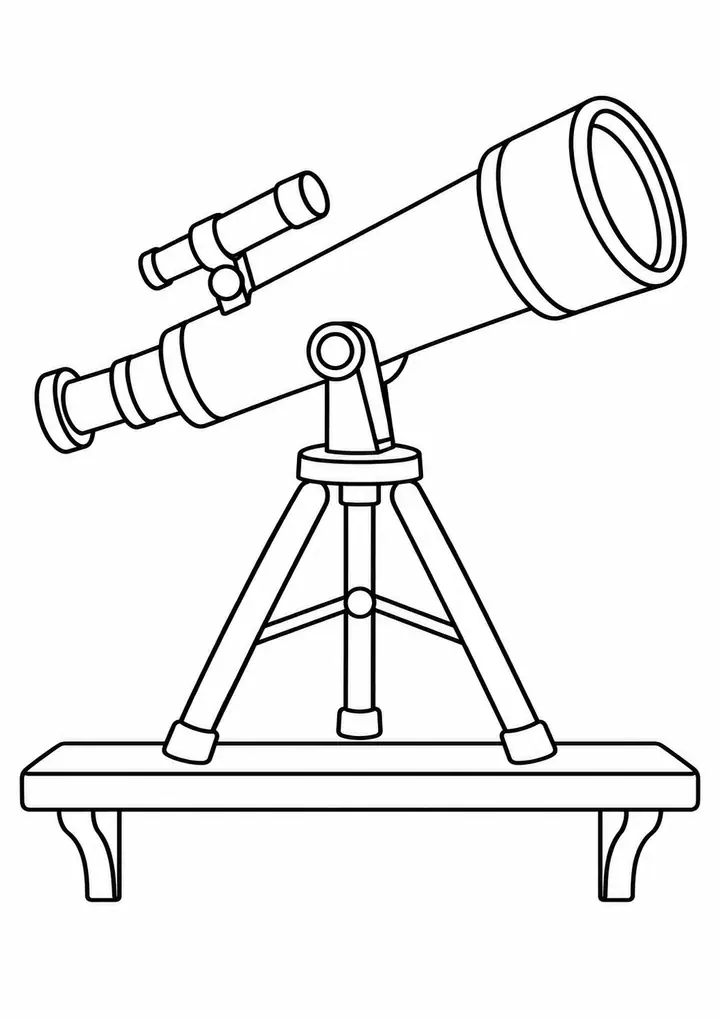 Telescope on a Shelf line art
