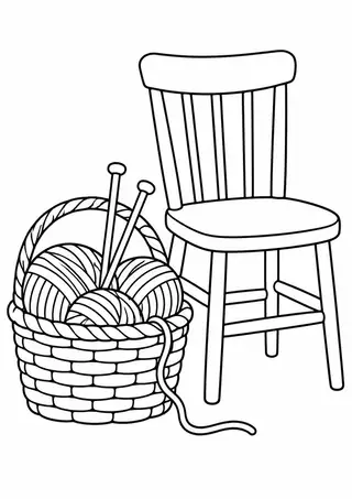 Knitting Basket beside a Chair