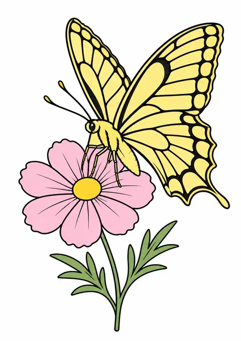 Swallowtail on a Flower color example