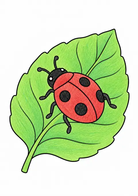 Ladybug on a Leaf color example