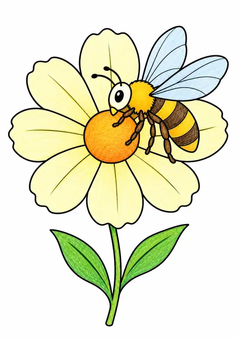 Honeybee on a Blossom color example