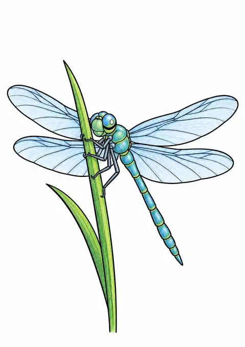 Dragonfly on a Reed color example