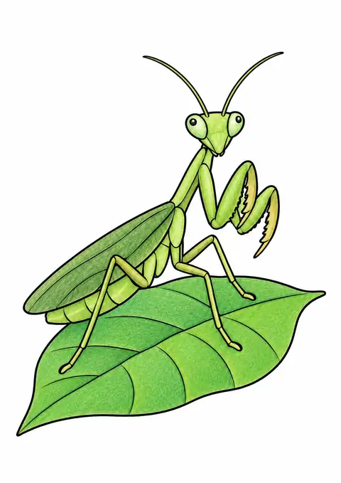Mantis on a Leaf color example