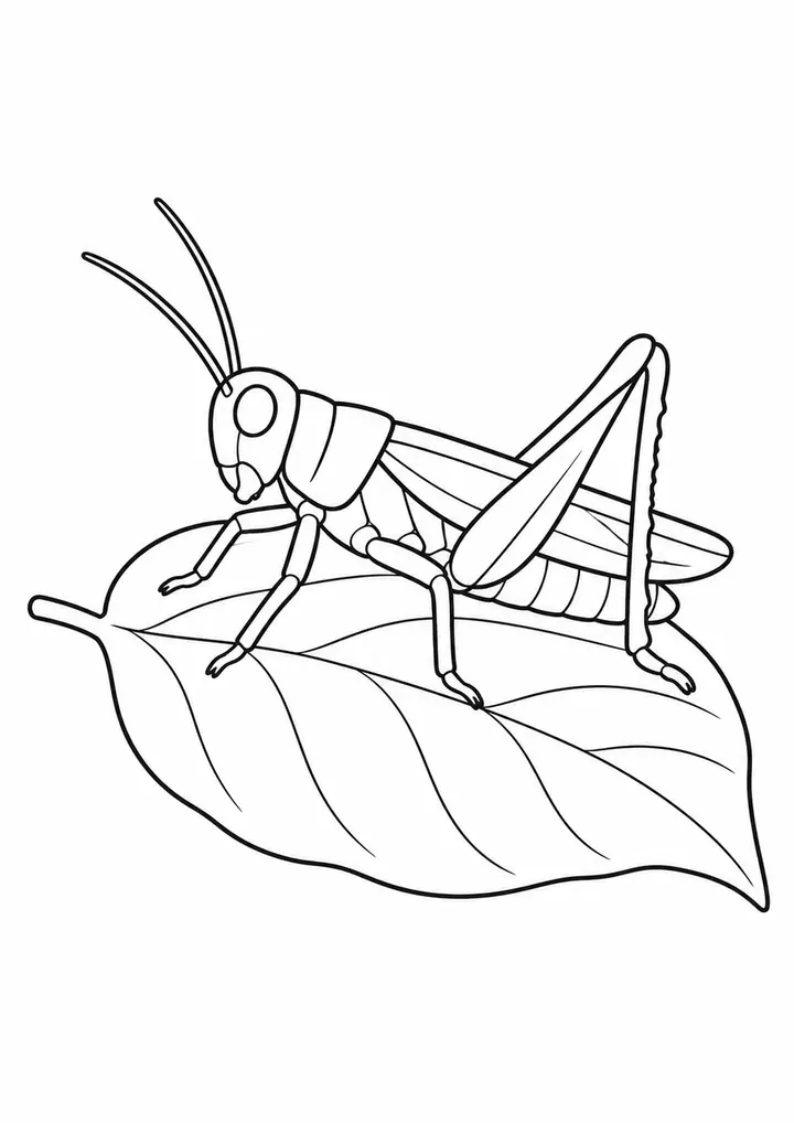 Grasshopper on a Stem line art