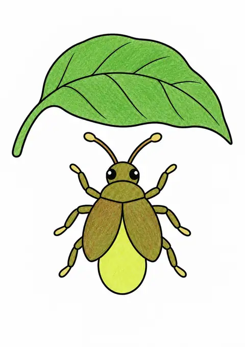 Firefly beneath a Leaf color example