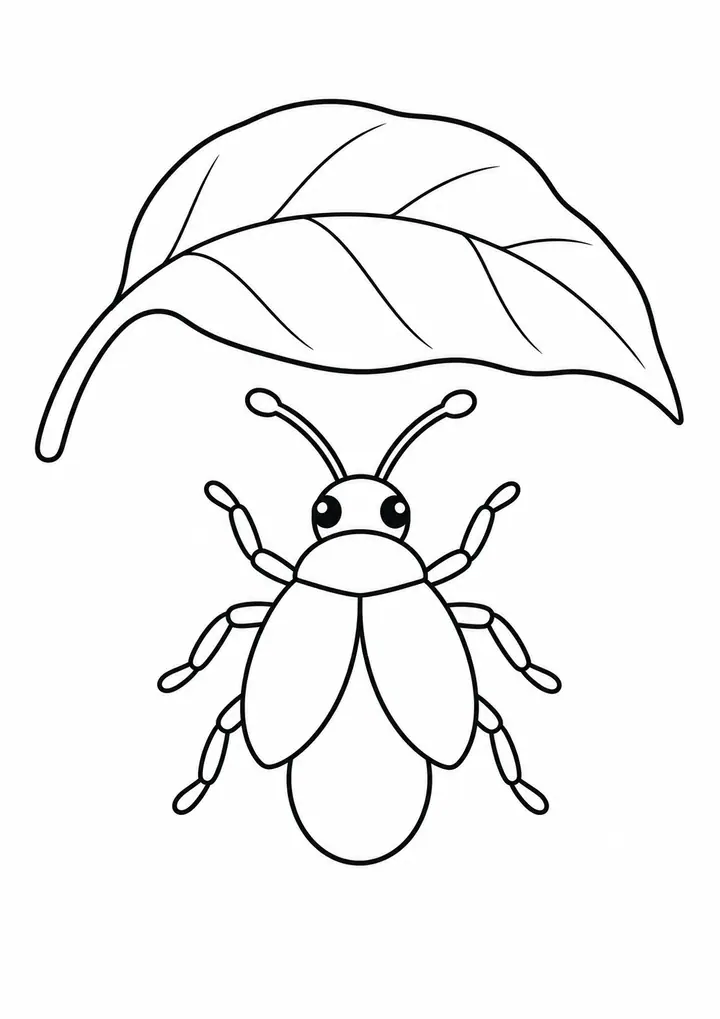 Firefly beneath a Leaf line art