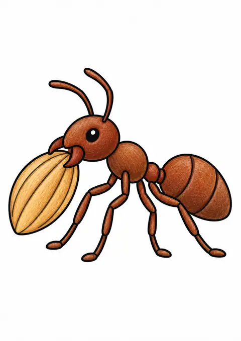 Ant Carrying a Seed color example