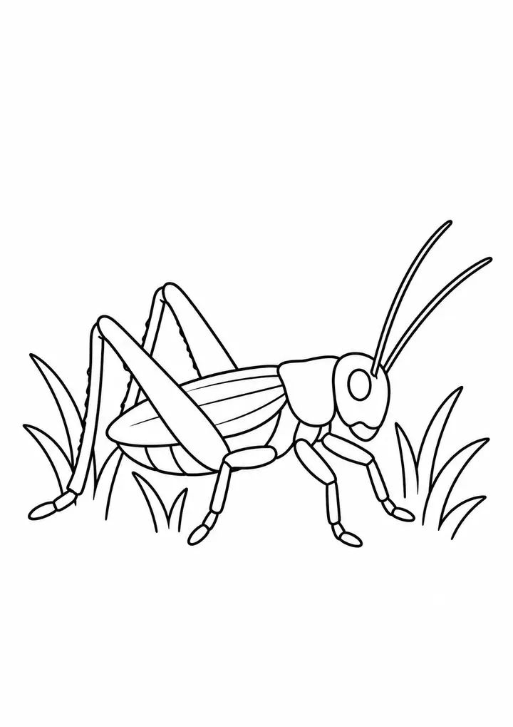 Cricket among Grass line art