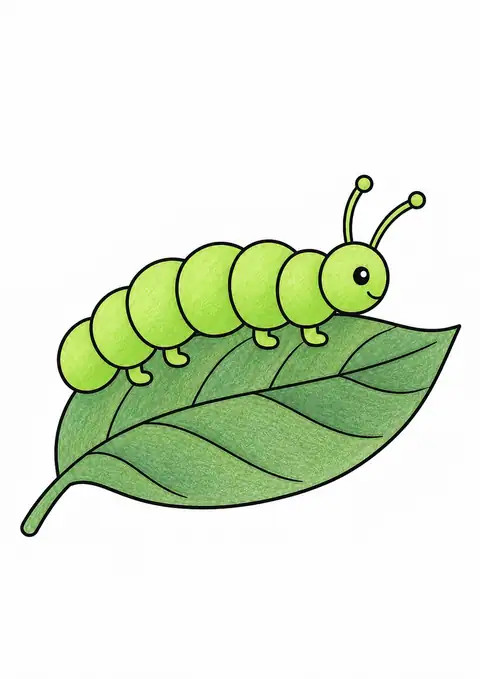 Caterpillar on a Leaf color example