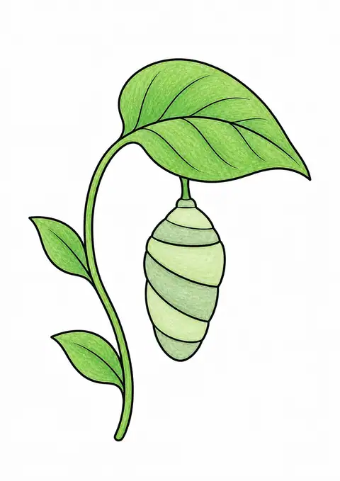 Chrysalis beneath a Leaf color example