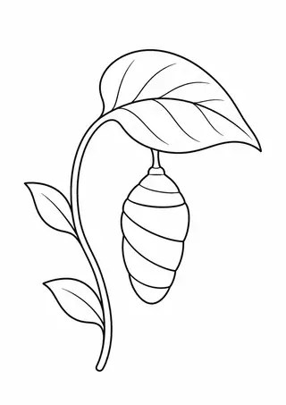 Chrysalis beneath a Leaf