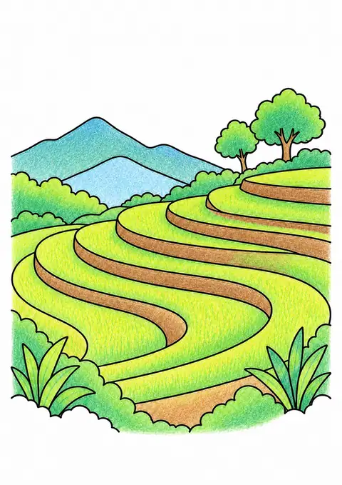 Curving Terraced Fields color example