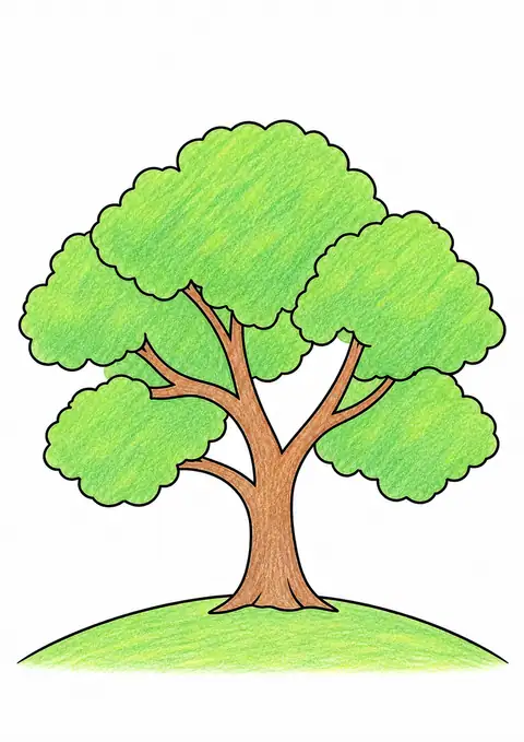 Single Tree on a Hill color example